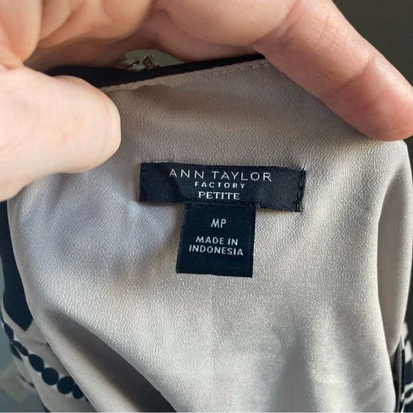 Ann Taylor Black & Tan Striped Sleeveless Blouse Size MP - Picture 2 of 4